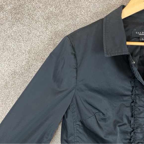 Talbots Jacket Womens 14 Black Cotton Blend 3/4 Sleeve Lined Snap Front- 2206* - Picture 7 of 12
